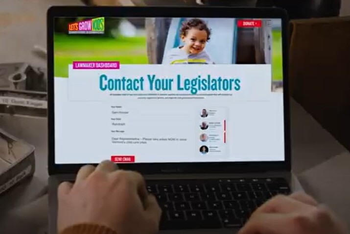 Laptop screen displaying the website to contact your legislators.